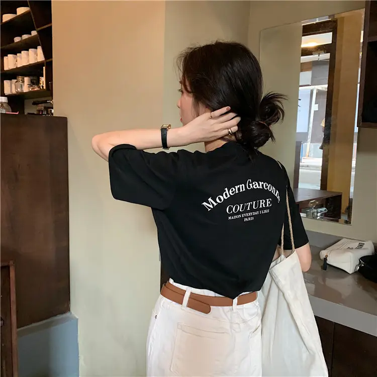 Women Modern Garcoose Letter Print T-Shirt White 2025 — feature 27