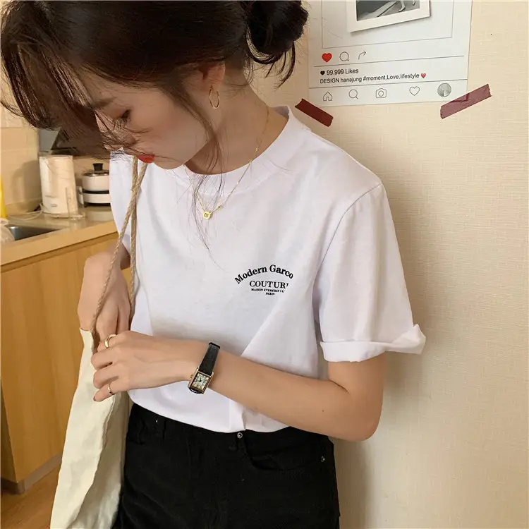 Women Modern Garcoose Letter Print T-Shirt White 2025 — feature 3