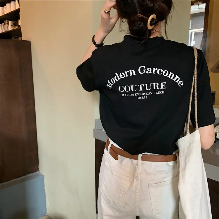Women Modern Garcoose Letter Print T-Shirt White 2025 — feature 31