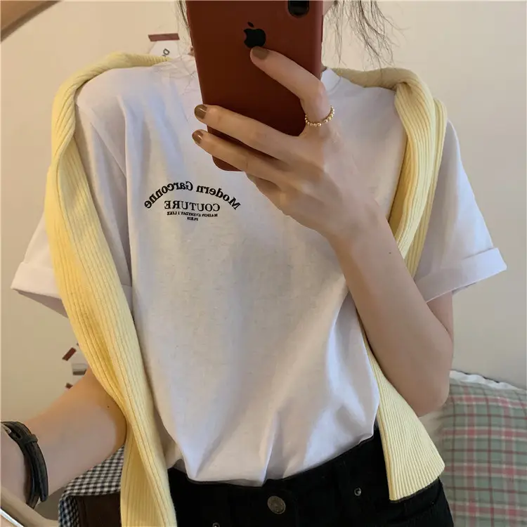 Women Modern Garcoose Letter Print T-Shirt White 2025 — feature 7