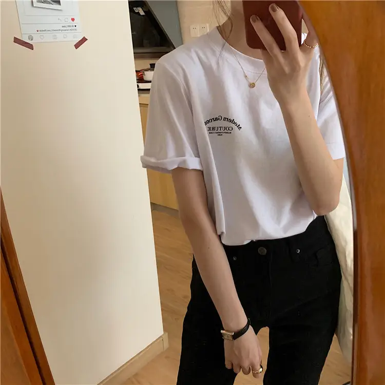Women Modern Garcoose Letter Print T-Shirt White 2025 — feature 9