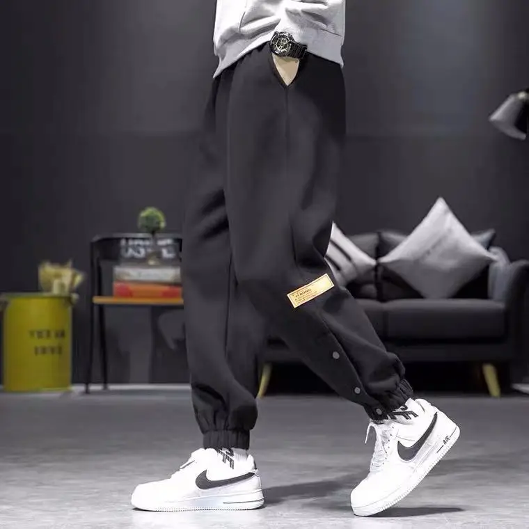 Men's Gray Drawstring Ankle Sweatpants Spring Autumn Loose Casual Pants - Image 2