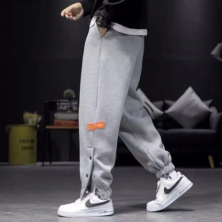 Men's Gray Drawstring Ankle Sweatpants Spring Autumn Loose Casual Pants - Image 3
