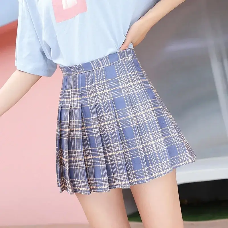 Women Red Plaid Pleated Skirt High Waist 2025 - Image 31