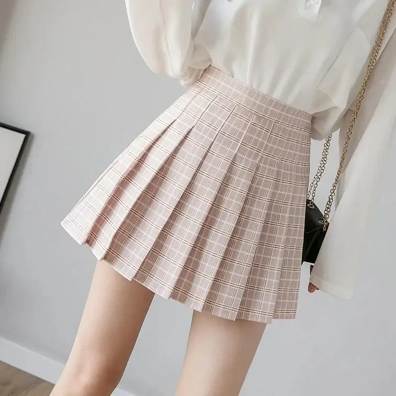 Women Red Plaid Pleated Skirt High Waist 2025 - Image 43
