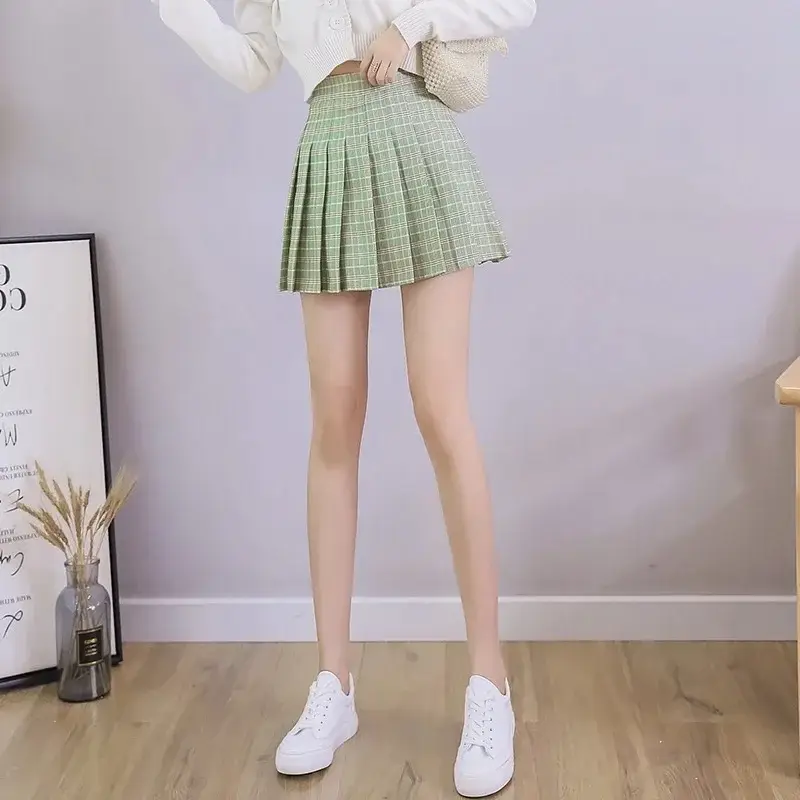Women Red Plaid Pleated Skirt High Waist 2025 - Image 54