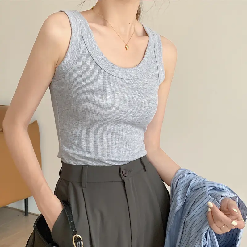 Black Cotton Sports Camisole Women's Sleeveless Top