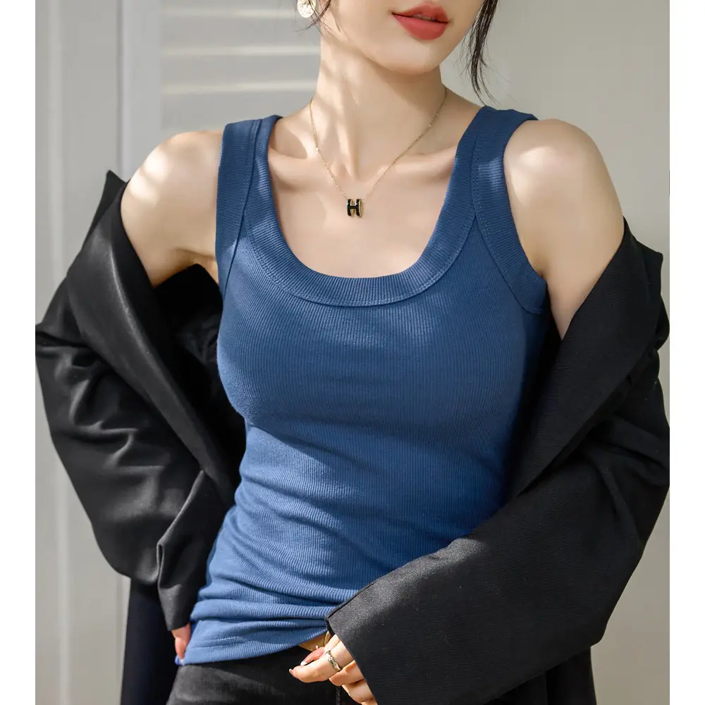 Black Cotton Sports Camisole Women's Sleeveless Top