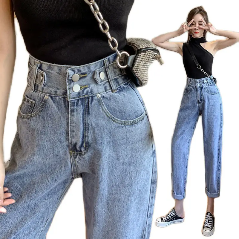 2025 Women's High Waist Slimming Jeans Wide Leg Harlan Radish - Image 6