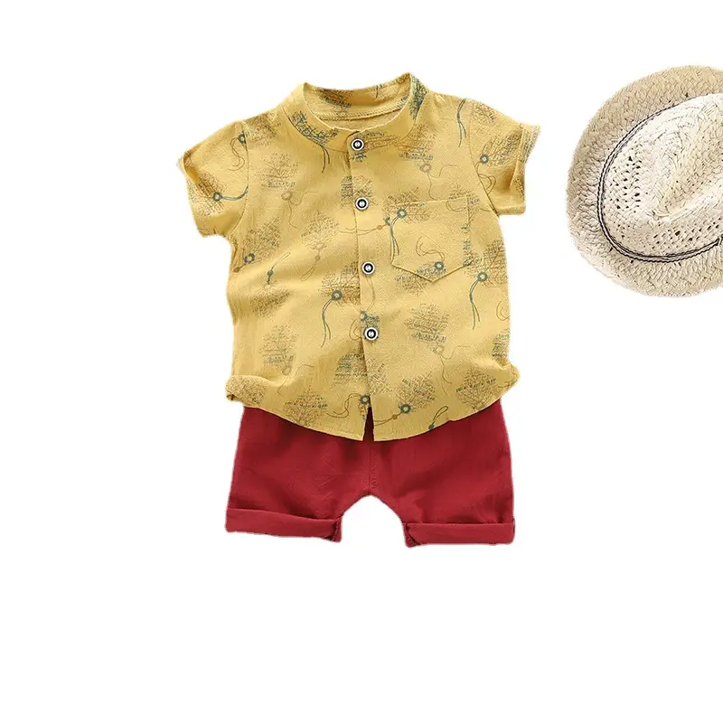 Korean Style Baby Boys Shirt & Shorts Set White Grey 0-4Y - Image 6