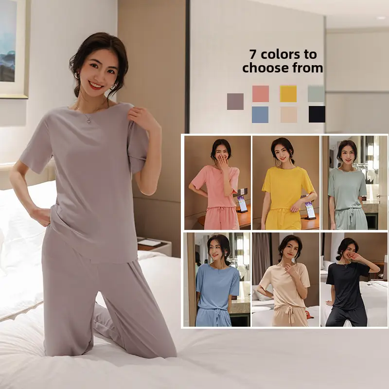 Women's 7-Color Ice Silk Two-Piece Suit - Image 3