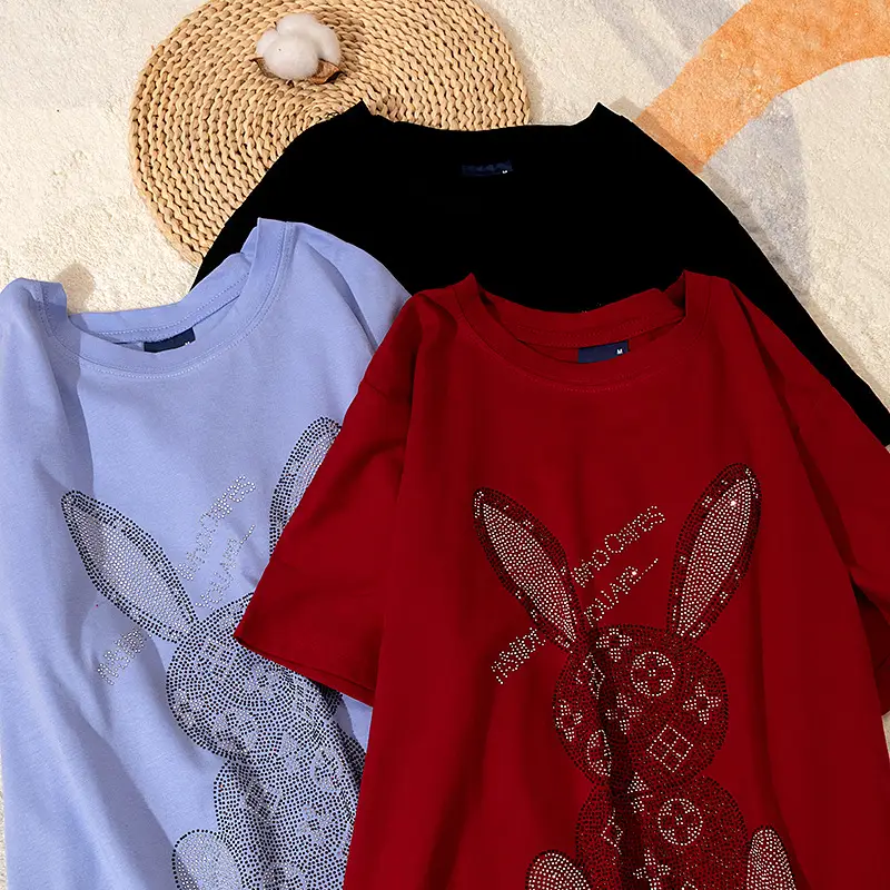 Cotton Bunny Graphic T-Shirt Grey 2025 Summer
