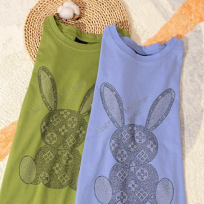 Cotton Bunny Graphic T-Shirt Grey 2025 Summer