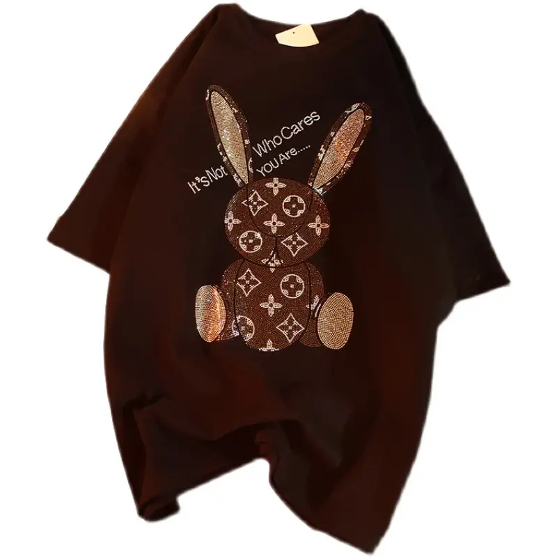 Cotton Bunny Graphic T-Shirt Grey 2025 Summer