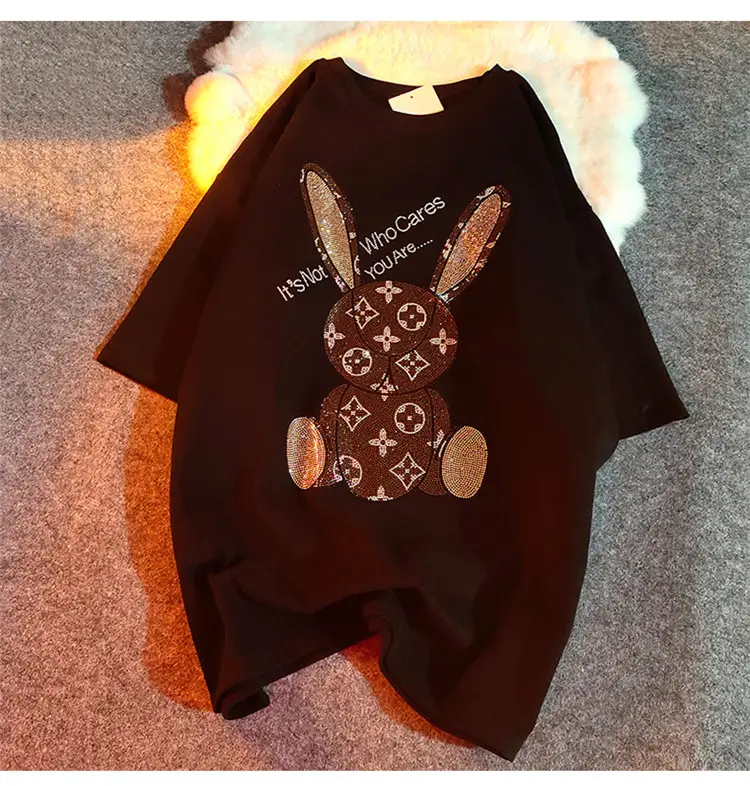 Cotton Bunny Graphic T-Shirt Grey 2025 Summer — feature 1