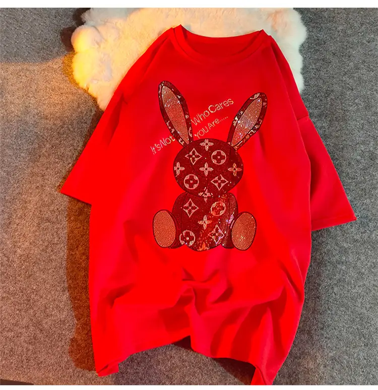 Cotton Bunny Graphic T-Shirt Grey 2025 Summer — feature 12