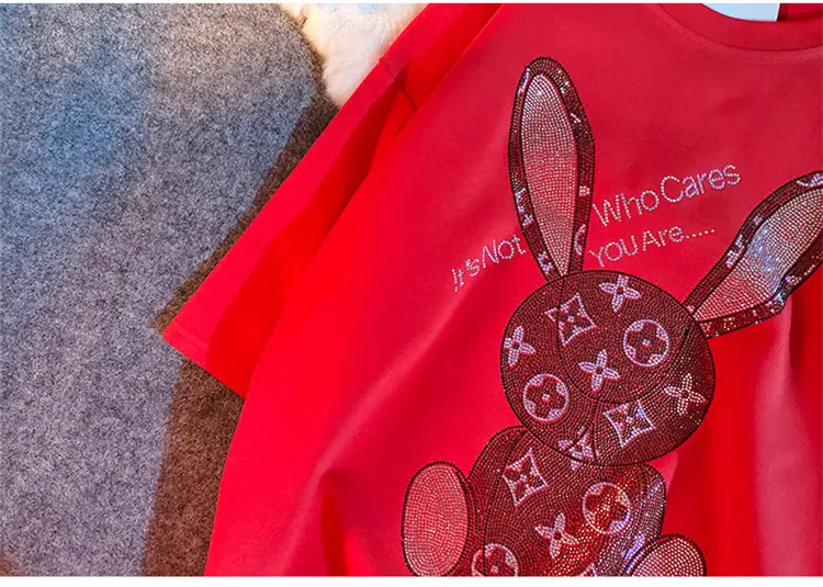 Cotton Bunny Graphic T-Shirt Grey 2025 Summer — feature 13