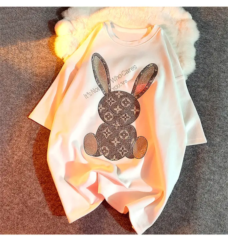 Cotton Bunny Graphic T-Shirt Grey 2025 Summer — feature 6