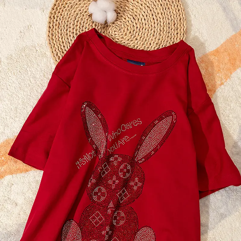 Cotton Bunny Graphic T-Shirt Grey 2025 Summer
