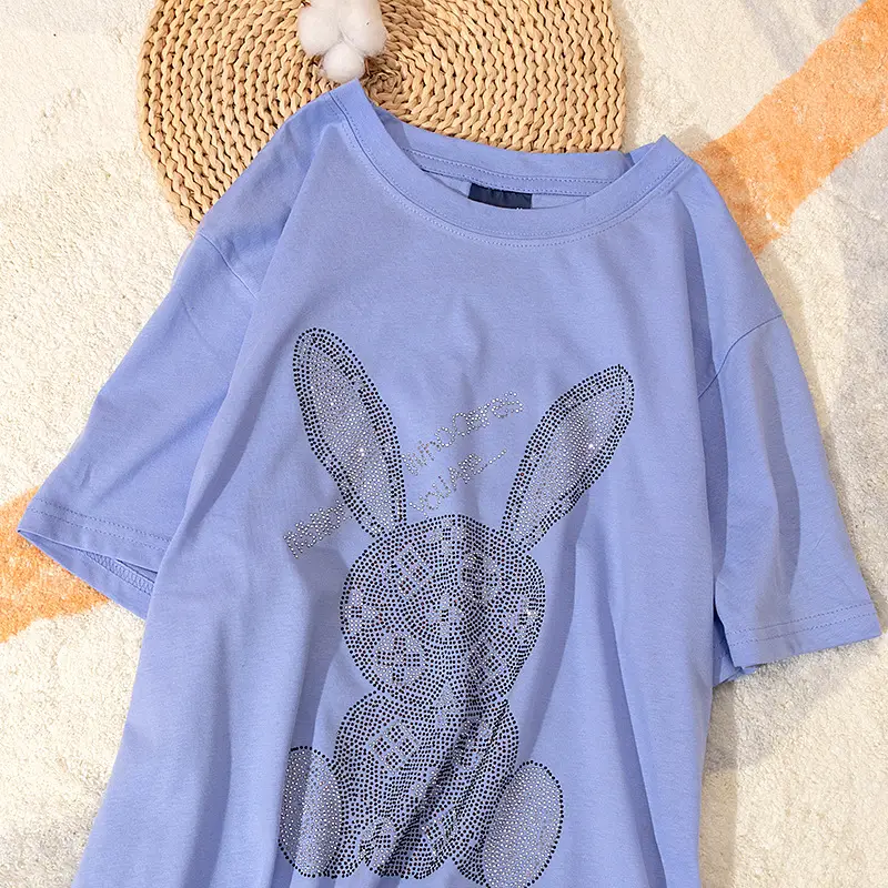 Cotton Bunny Graphic T-Shirt Grey 2025 Summer