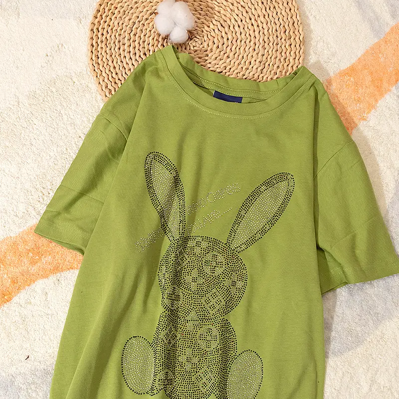 Cotton Bunny Graphic T-Shirt Grey 2025 Summer