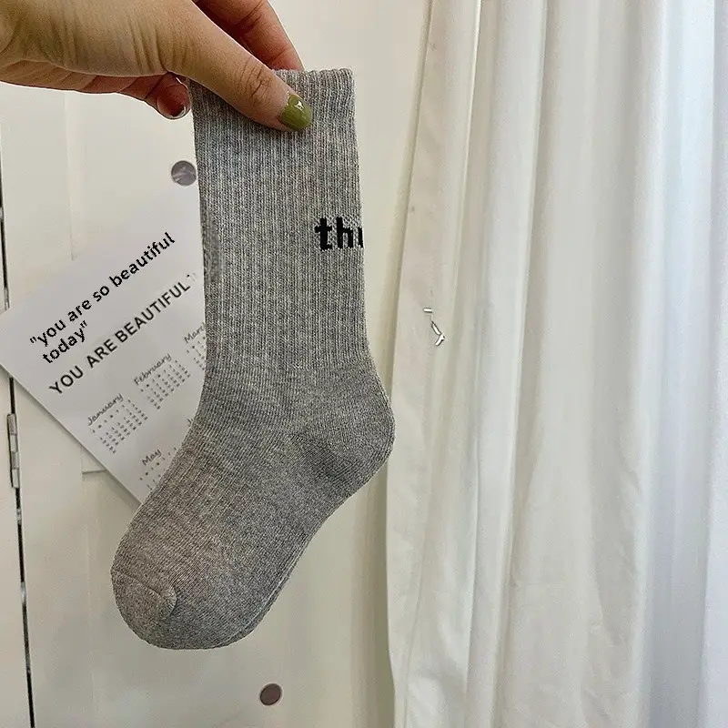 Kids Cotton Thin Socks Spring Grey - Image 4