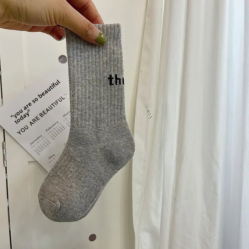 Kids Cotton Thin Socks Spring Grey - Image 6