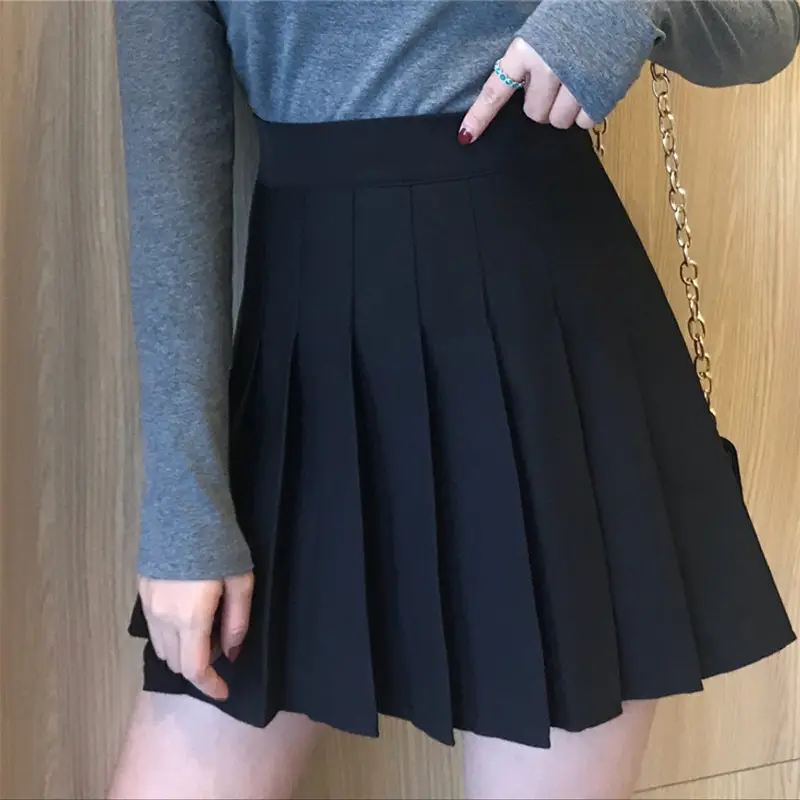 Black Pleated Skirt for Women Spring Summer Plus Size