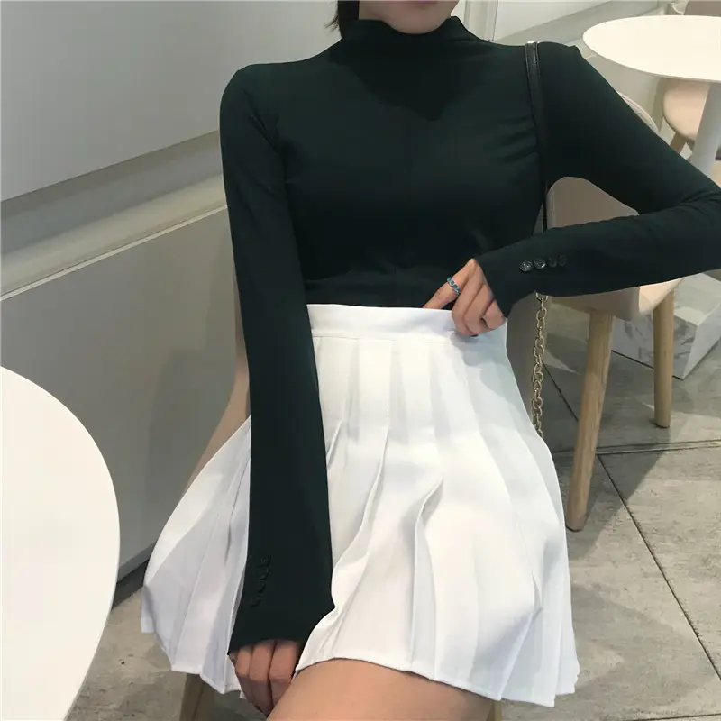 Black Pleated Skirt for Women Spring Summer Plus Size