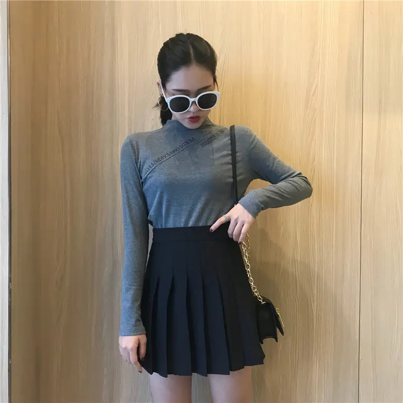 Black Pleated Skirt for Women Spring Summer Plus Size