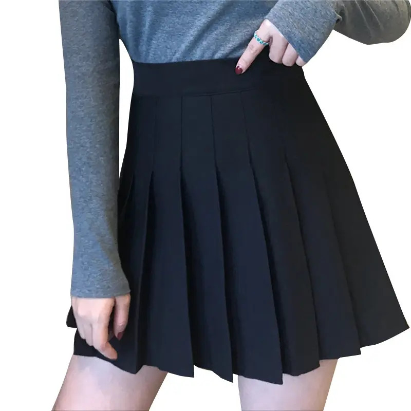 Black Pleated Skirt for Women Spring Summer Plus Size