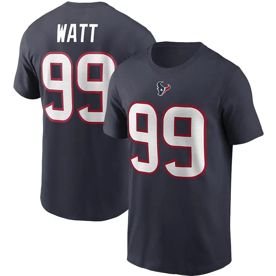 Men NFL Football T-Shirt White Red 4 Watson - Image 4