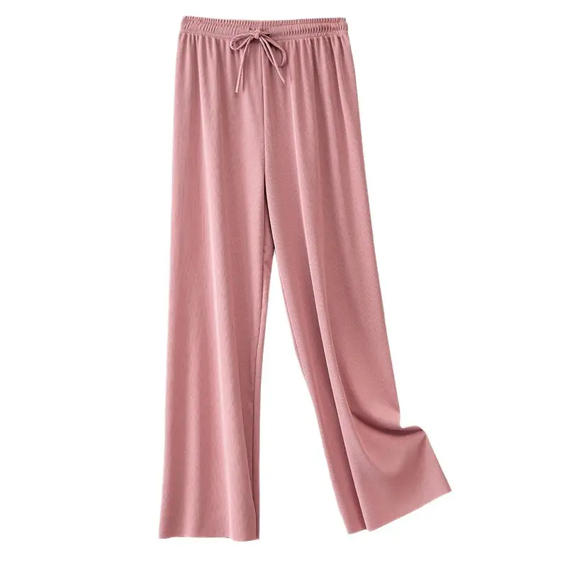 Women Ice Silk Wide Leg Pants Grey Summer - Image 17