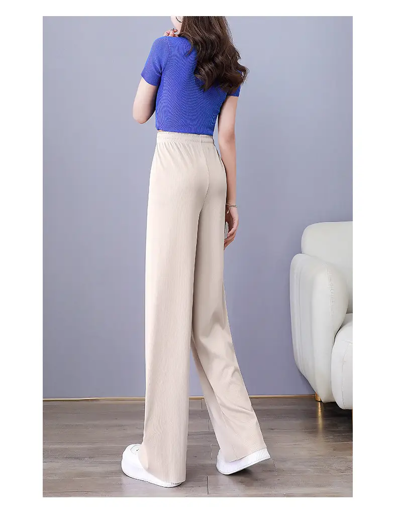 Women Ice Silk Wide Leg Pants Grey Summer — feature 25
