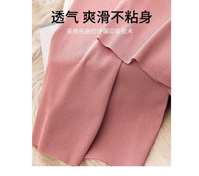 Women Ice Silk Wide Leg Pants Grey Summer — feature 7