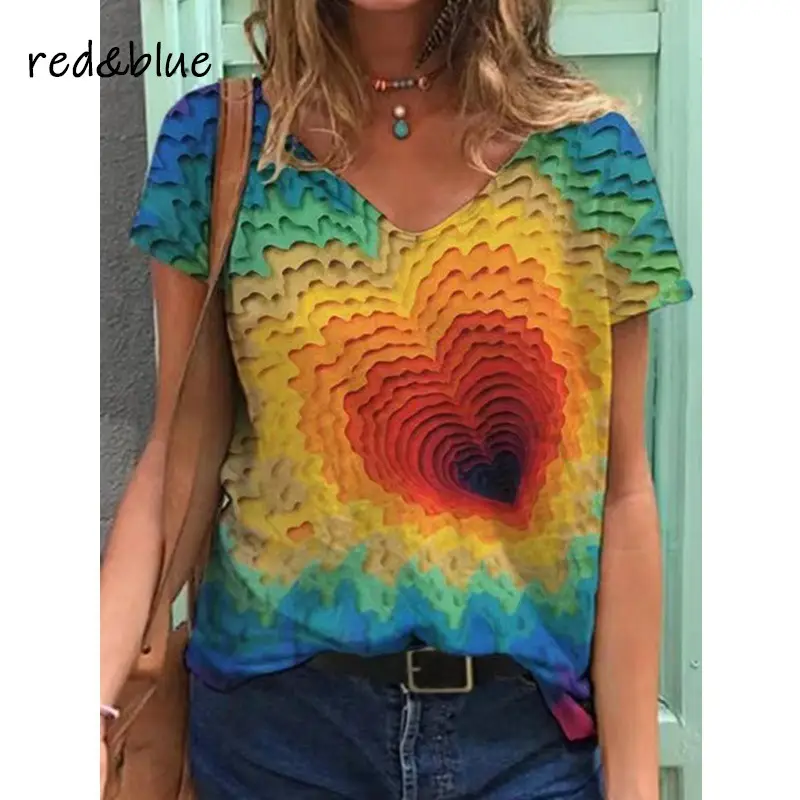 2021 Butterfly Print V Neck T-Shirt Women Purple - Image 5