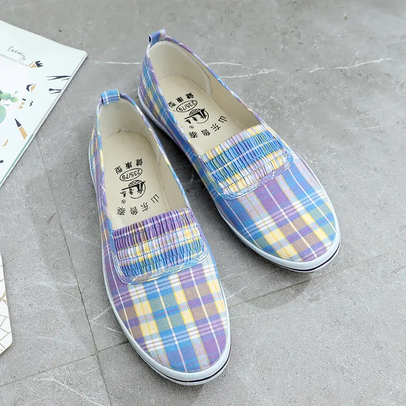 Lutai Mom Shoes Soft and Lightweight Beef Sole Plaid Shoes Summer Middle-aged and Elderly Slip-on Casual Women's Shoes - Image 16
