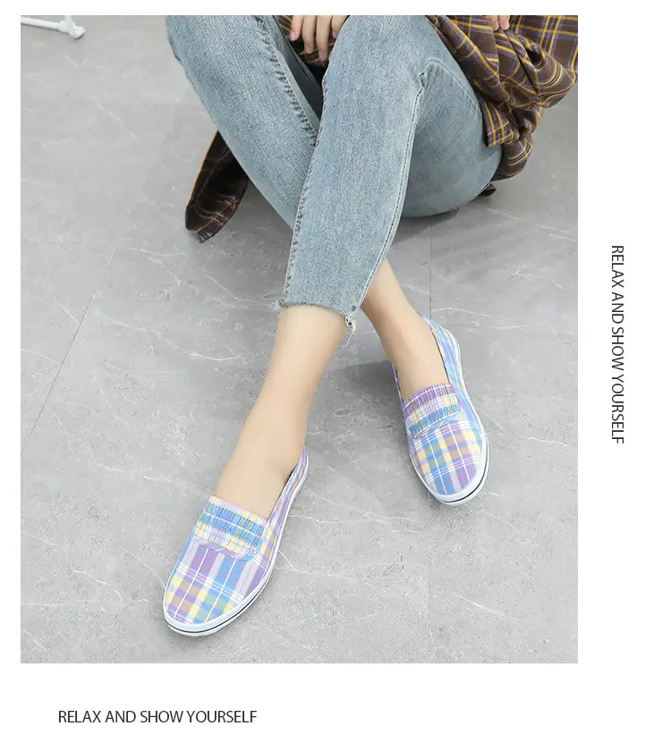 Lutai Mom Shoes Soft and Lightweight Beef Sole Plaid Shoes Summer Middle-aged and Elderly Slip-on Casual Women's Shoes — feature 13