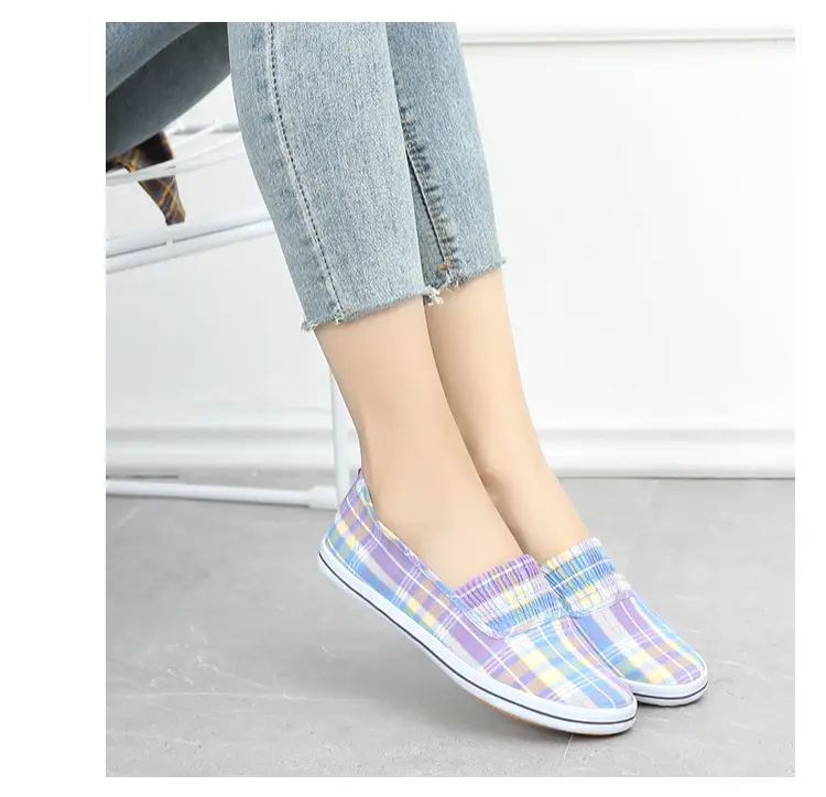 Lutai Mom Shoes Soft and Lightweight Beef Sole Plaid Shoes Summer Middle-aged and Elderly Slip-on Casual Women's Shoes — feature 14