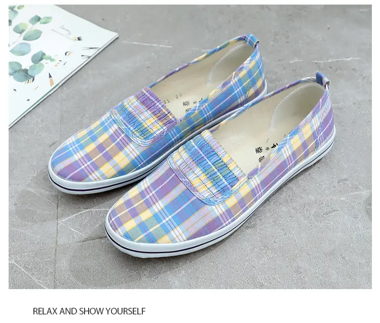 Lutai Mom Shoes Soft and Lightweight Beef Sole Plaid Shoes Summer Middle-aged and Elderly Slip-on Casual Women's Shoes — feature 15