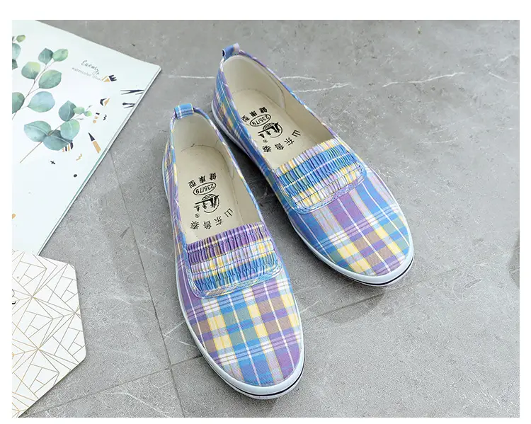 Lutai Mom Shoes Soft and Lightweight Beef Sole Plaid Shoes Summer Middle-aged and Elderly Slip-on Casual Women's Shoes — feature 16