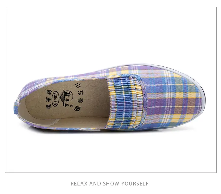 Lutai Mom Shoes Soft and Lightweight Beef Sole Plaid Shoes Summer Middle-aged and Elderly Slip-on Casual Women's Shoes — feature 18