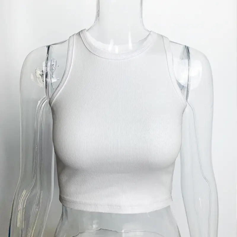 Women's White Navel-Baring Sleeveless Top 2025 Summer - Image 2