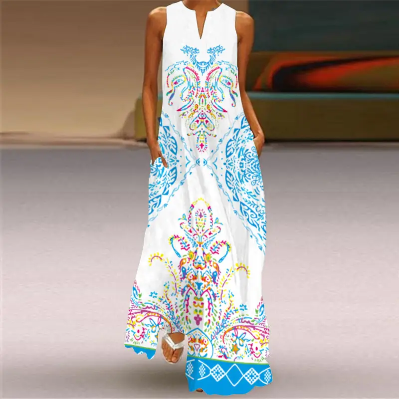 2026 Summer Women's Floral V-Neck Sleeveless Dress - Image 4