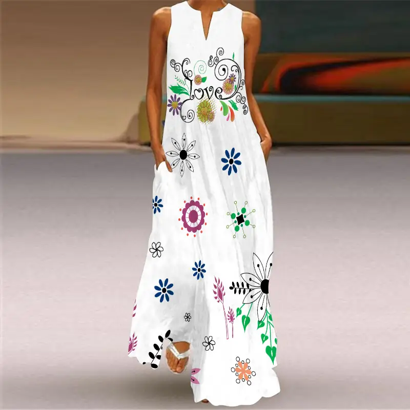 2026 Summer Women's Floral V-Neck Sleeveless Dress - Image 5