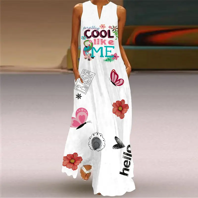2026 Summer Women's Floral V-Neck Sleeveless Dress - Image 8
