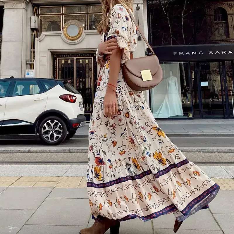 Women's Printed Long Dress 2025 Autumn Winter Boho Style - Image 5