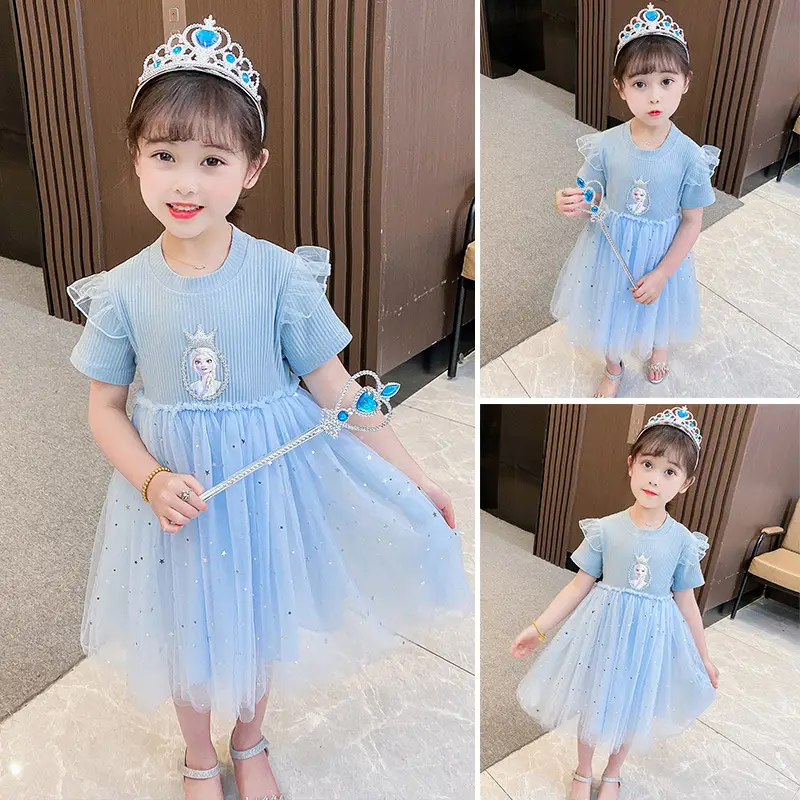Girls Princess Elsa Dress Purple Fringed Summer 2024 - Image 16