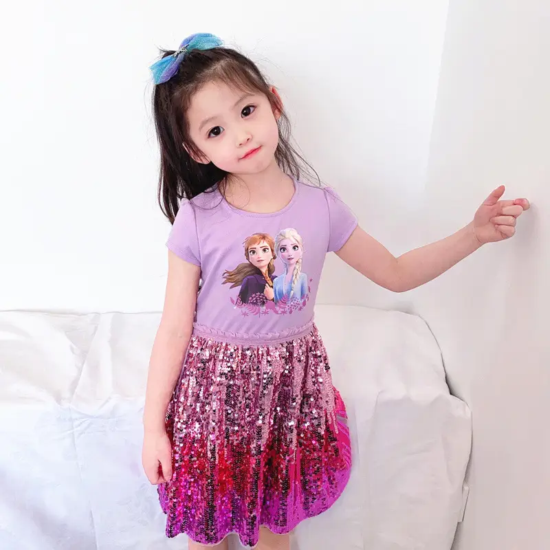 Girls Princess Elsa Dress Purple Fringed Summer 2024 - Image 25
