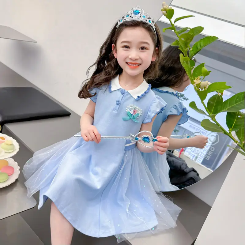 Girls Princess Elsa Dress Purple Fringed Summer 2024 - Image 9